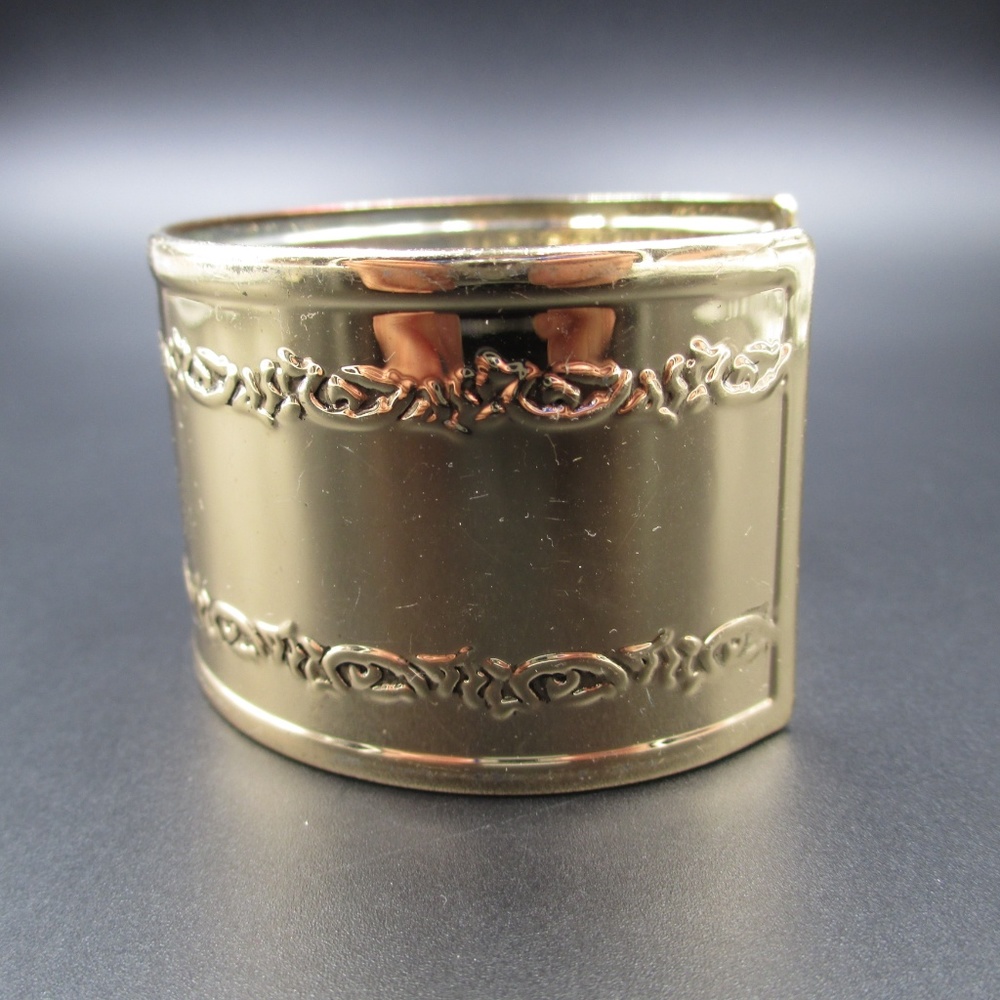 Vintage Gold Tone Ornate Heavy Cuff Bracelet - Picture 2 of 8